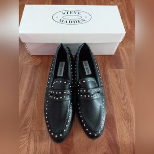 Steve Madden Black Studded Loafers 38